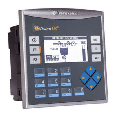 V130-33-TR20 Контроллер Vision экран 2.4 дюйма , вх./вых: 10 DI, 2 AI/DI, 6 RO, 2PTO HighSpeed Unitronics