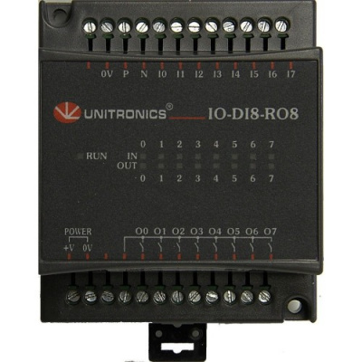 IO-DI8-RO4 Комбинированный модуль дискретного ввода/вывода 8DI, 4RO, 24VDC Unitronics IO-DI8-RO4 Комбинированный модуль дискретного ввода/вывода 8DI, 4RO, 24VDC Unitronics